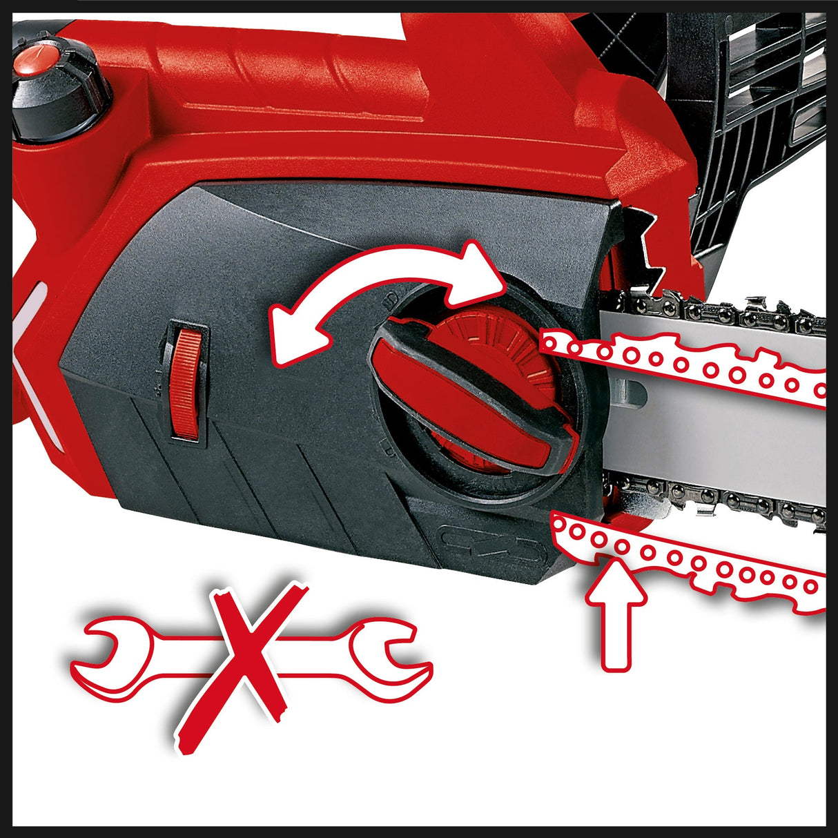 Drujba electrica Einhell GE - EC2240, 2200 wati, lungime de taiere de 375 mm, lant si lama de calitate Oregon, pornire lina, protectie anti - recul si surub de blocare a lantului Einhell - scule electrice si unelte profesionale - BricoMart