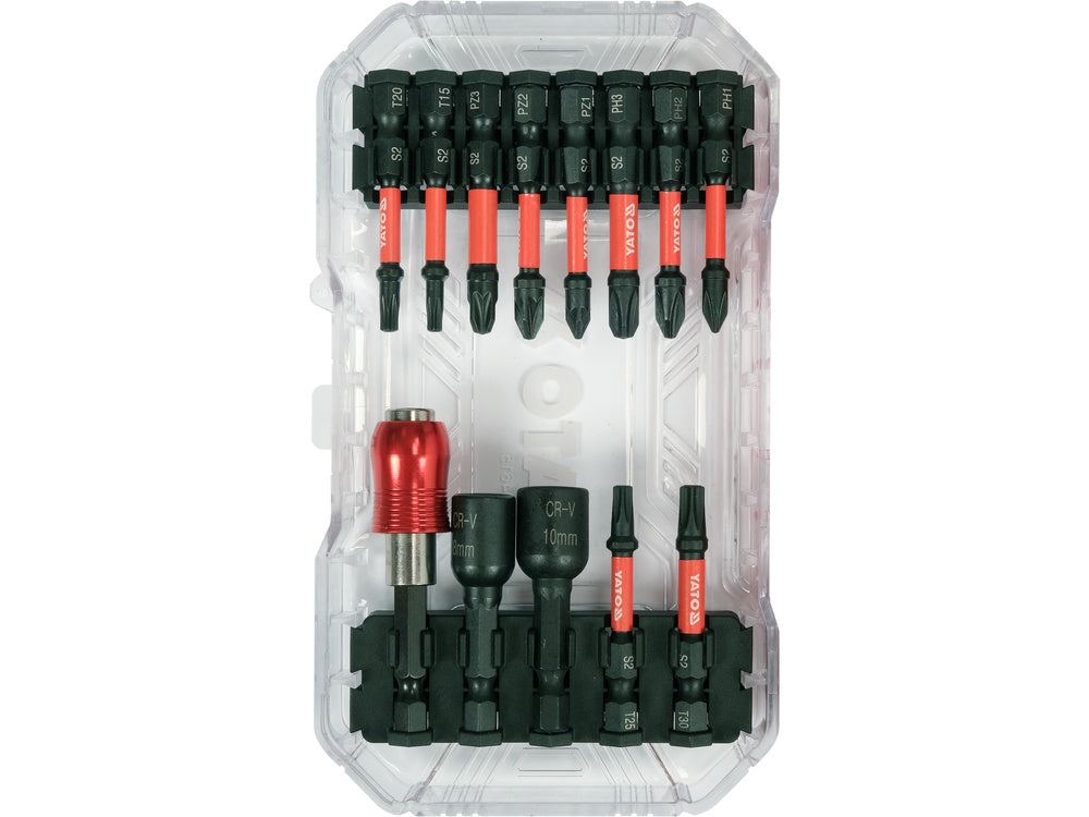 YATO YT-04615 ÜTVEFŰRŐ KÉSZLET, 18 RÉSZES, rozsdamentes acél, hatszögletű 