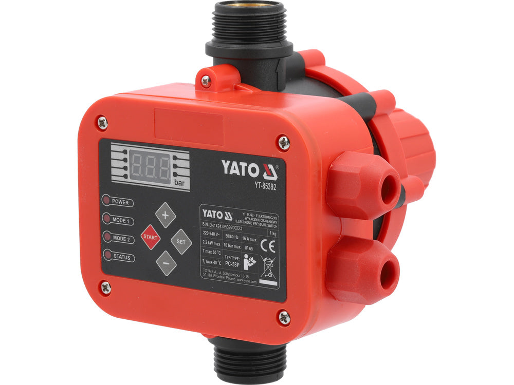 Nyomáskapcsoló Yato YT-85392, PC-58, 0,5-6 bar, 10 bar, 220-240 V, IP65, LCD
