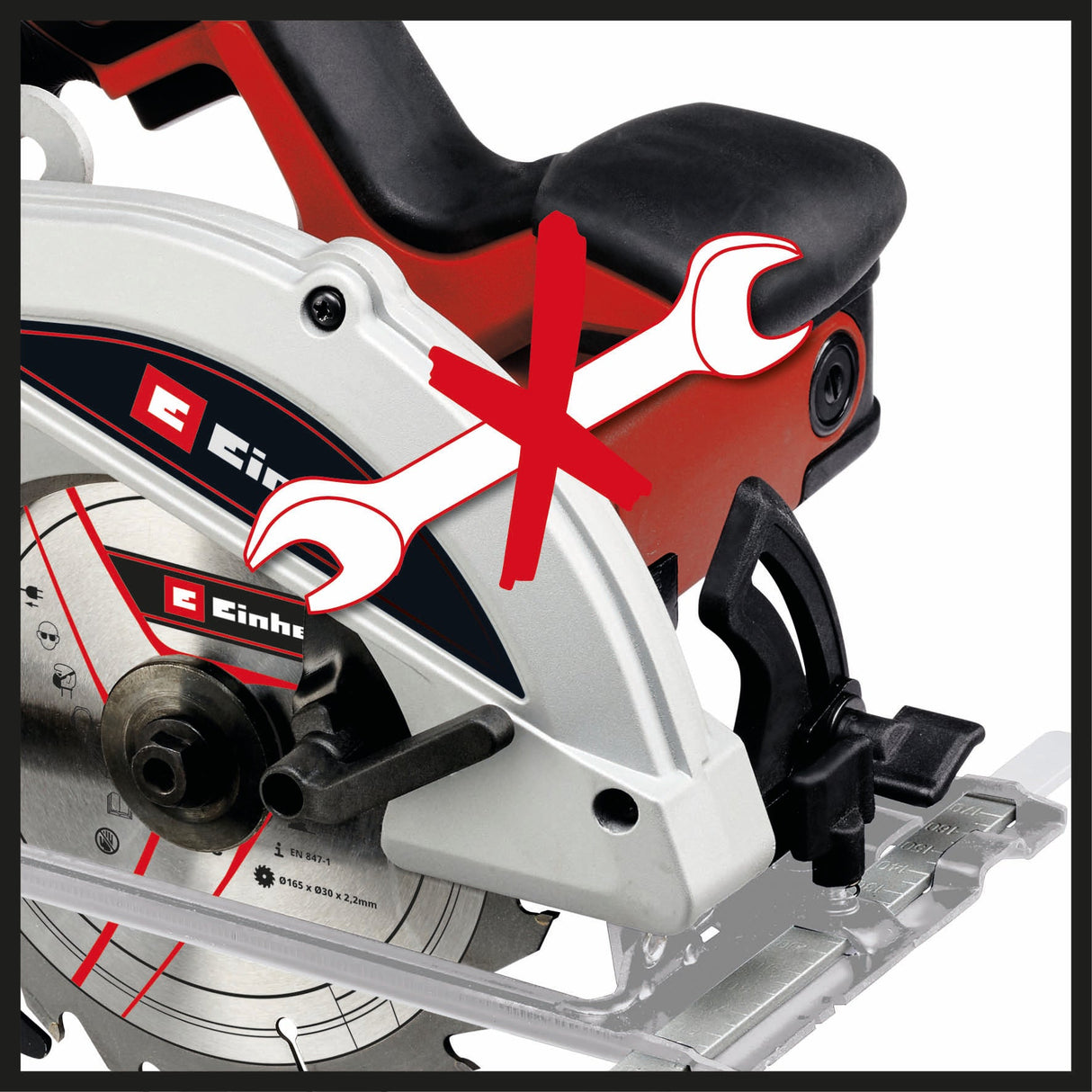 Fierastrau circular manual Einhell TC - CS 1250, 1.250 W, 5.500 rpm, reglare fara unelte a adancimii si unghiului, maner suplimentar, blocare a axului, lama de Fierastrau cu varf de carbura Einhell - scule electrice si unelte profesionale - BricoMart