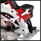 Fierastrau circular manual Einhell TC - CS 1250, 1.250 W, 5.500 rpm, reglare fara unelte a adancimii si unghiului, maner suplimentar, blocare a axului, lama de Fierastrau cu varf de carbura Einhell - scule electrice si unelte profesionale - BricoMart