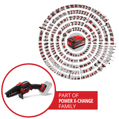 Fierastrau cu lant fara cablu Einhell GE - PS 18/15 Li BL - Solo Power X - Change (18V, motor fara perii, lungime de taiere 12.5 cm, inlocuirea lamei si a lantului fara unelte, fara acumulator). Einhell - scule electrice si unelte profesionale - BricoMart