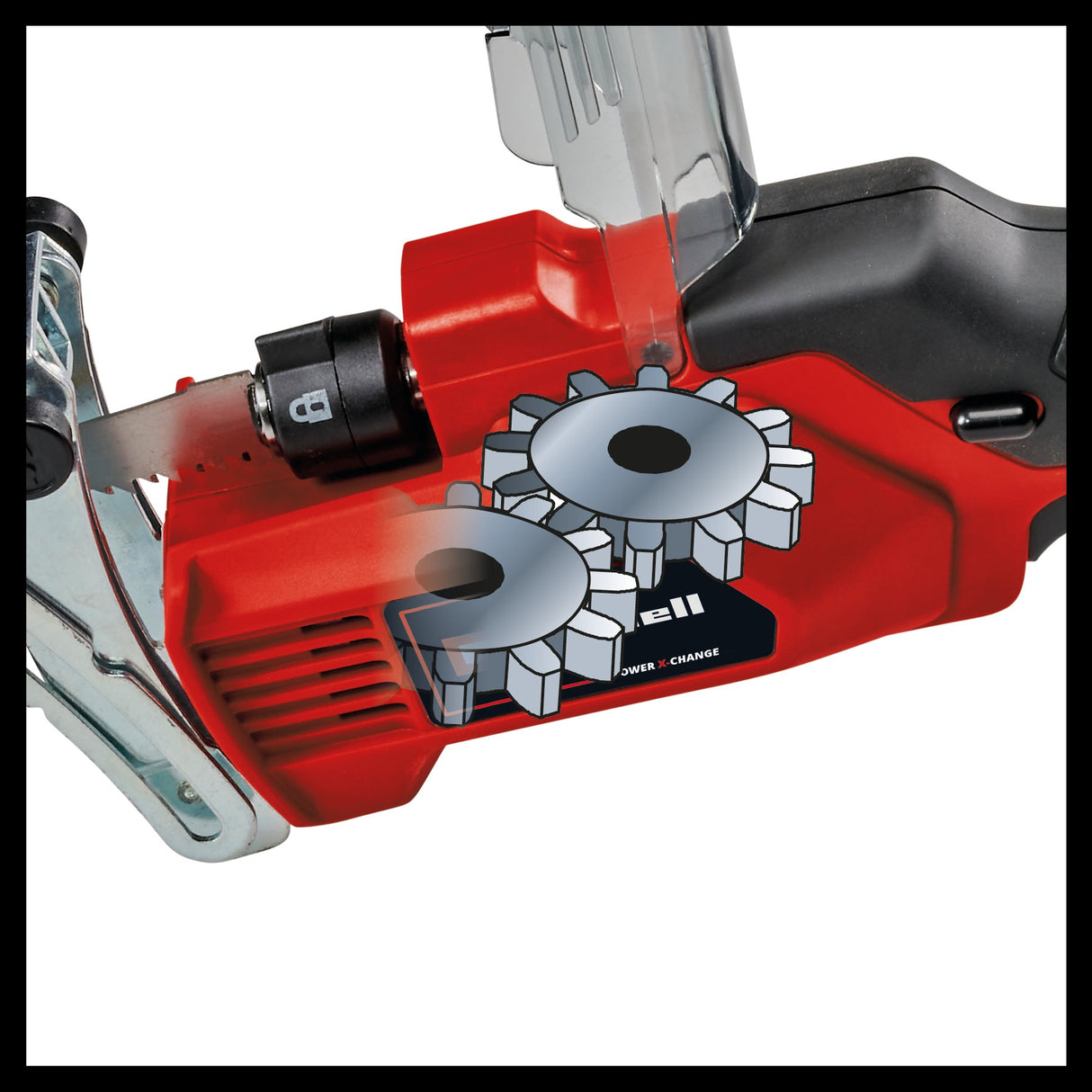 Fierastrau electric pe acumulator Einhell GE - GS 18/150 Li - Solo Power X - Change (18 V, grosime maxima de taiere 100 mm, inaltime de ridicare 20 mm, suport detasabil pentru ramuri, incl. 2x lama de Fierastrau, fara acumulator Einhell - scule electrice si unelte profesionale - BricoMart