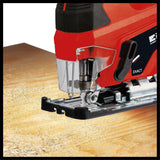 Fierastrau vertical pe acumulator Einhell TC - JS 18 Li (1x, 2, 5 Ah Power X - Change (Li - Ion, 18 V, functie de cursa a pendulului, adaptor de aspirare, inclusiv 1 acumulator de 2,5 Ah, dispozitiv de incarcare si geanta Einhell - scule electrice si unelte profesionale - BricoMart