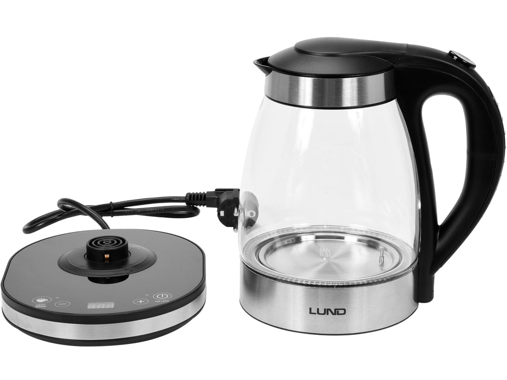 FIERBATOR, CANA DE STICLA, 1,8L, CONTROLUL TEMPERATURII Lund 68174 - Ceainice electrice, 2200W, 240V, 75cm Lund - scule electrice si unelte profesionale - BricoMart