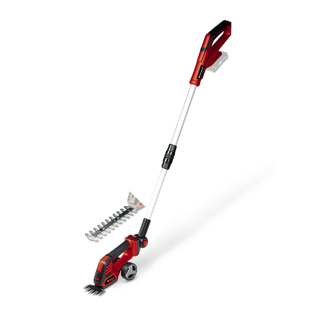 Foarfeca de iarba si arbusti pe acumulator Einhell GE - CG 18/100 Li T - Solo Power X - Change (Li - ion, 18 V, maner telescopic, latime de taiere a lamei pentru iarba 100 mm, lama de foarfece pentru arbusti 200 mm, fara acumulator sau incarcator Einhell - scule electrice si unelte profesionale - BricoMart
