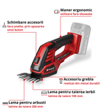 Foarfeca iarba si gard viu fara fir Einhell GE - CG 18/100 Li - 3 in 1 - Solo BricoMart - scule electrice si unelte profesionale - BricoMart