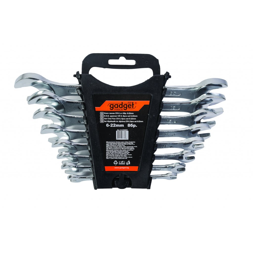 GADGET Cheie fixa CR - V, 8pcs set 6 - 22mm GD Fabricat din Otel Cr - V Acoperire mata a suprafetei Standard: DIN3110 Gadget - scule electrice si unelte profesionale - BricoMart