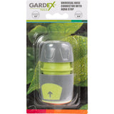 GARDEX Conector universal cu stop 1/2" - 3/4" CULTURE GX Structura conectorului este rezistentă la șocuri și intemperii, ceea ce îl face potrivit pentru utilizare în exterior Uș Gardex - scule electrice si unelte profesionale - BricoMart