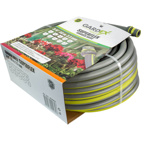 GARDEX Furtun de gradina SUPERFLEX 3/4", 20m, 3.3mm GX Fabricate din polimer hibrid rezistent la temperaturi de - 20 °C la +60 °C Rezistent la o presiune maximă de 35 de bari F Gardex - scule electrice si unelte profesionale - BricoMart
