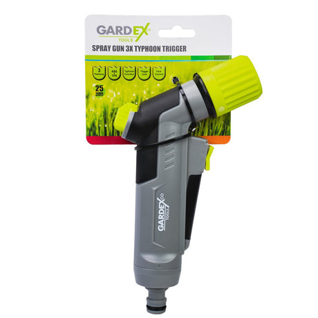GARDEX Pistol de stropit 3 functii TYPHOON TRIGGER GX Datorită tehnologiei încorporate „Typhoon”, spălarea zonelor din grădină devine de peste 2 ori mai rapidă, comparativ cu Gardex - scule electrice si unelte profesionale - BricoMart