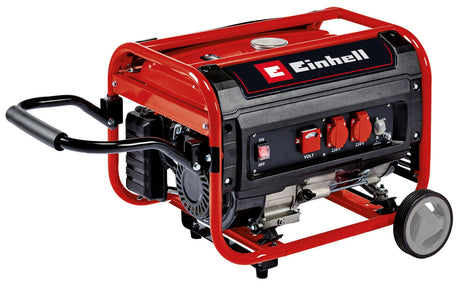 Generator de curent Einhell, benzina TC - PG 35/E5, pana la max. 3.100 W, motor in 4 timpi cu emisii reduse, 2 prize de 230 V, rezervor de 15 l, functie AVR, comutator de suprasarcina, intrerupator pentru nivel scazut de ulei Einhell - scule electrice si unelte profesionale - BricoMart