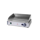 Gratar electric HENDI Profi Line  suprafata integrala striata, 550x380x(H)240 mm, inox, potrivit si pentru uz profesional