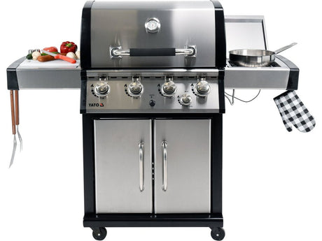 GRATAR PE GAZ YOKATE 4+1, OTEL INOXIDABIL, 17,5KW Yato YG - 20013 - Gratare pe gaz, 3,5kW, 147 x 58 x 127cm, 65 x 46cm Yato - scule electrice si unelte profesionale - BricoMart