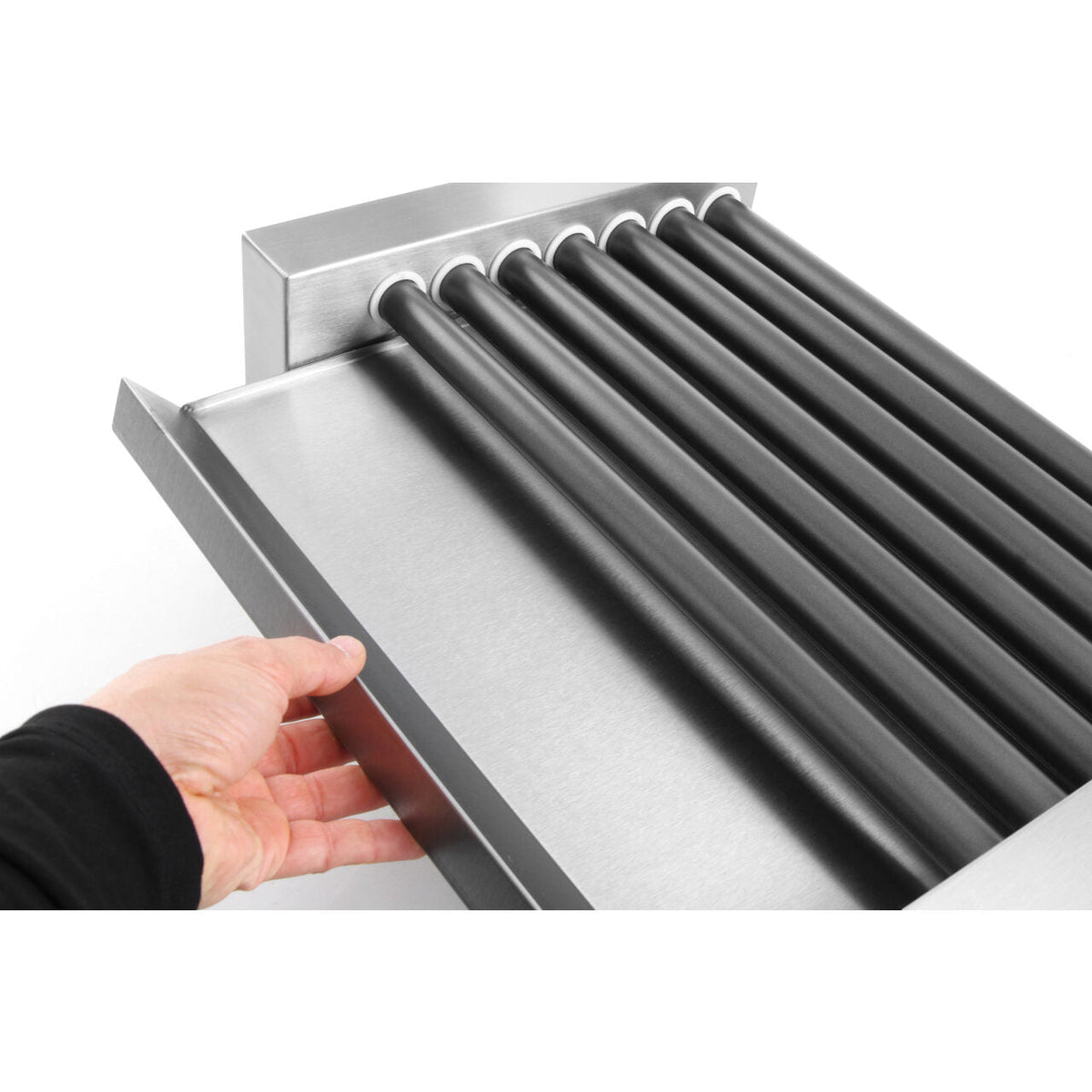 Grill tip rola pentru carnati, Inox, cu 7 role de latime 42 cm, 740 W, Hendi, strad anti-aderent, temperatura reglabila pana la 150 C