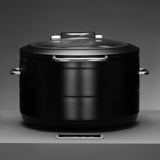 Incalzitor cu inductie rotund cu capac din sticla De Luxe Black, 9l Fine Dine
