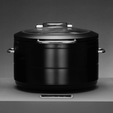 Incalzitor cu inductie rotund cu capac din sticla De Luxe Black, 9l Fine Dine