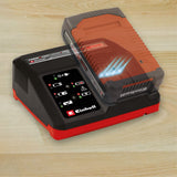 Incarcator original Einhell Power X - Fast 4A Power X - Change, Li - Ion, potrivit pentru toate bateriile Power X - Change, tehnologie de incarcare rapida de 4 amperi, monitorizare a bateriei pentru incarcare optima Einhell - scule electrice si unelte profesionale - BricoMart