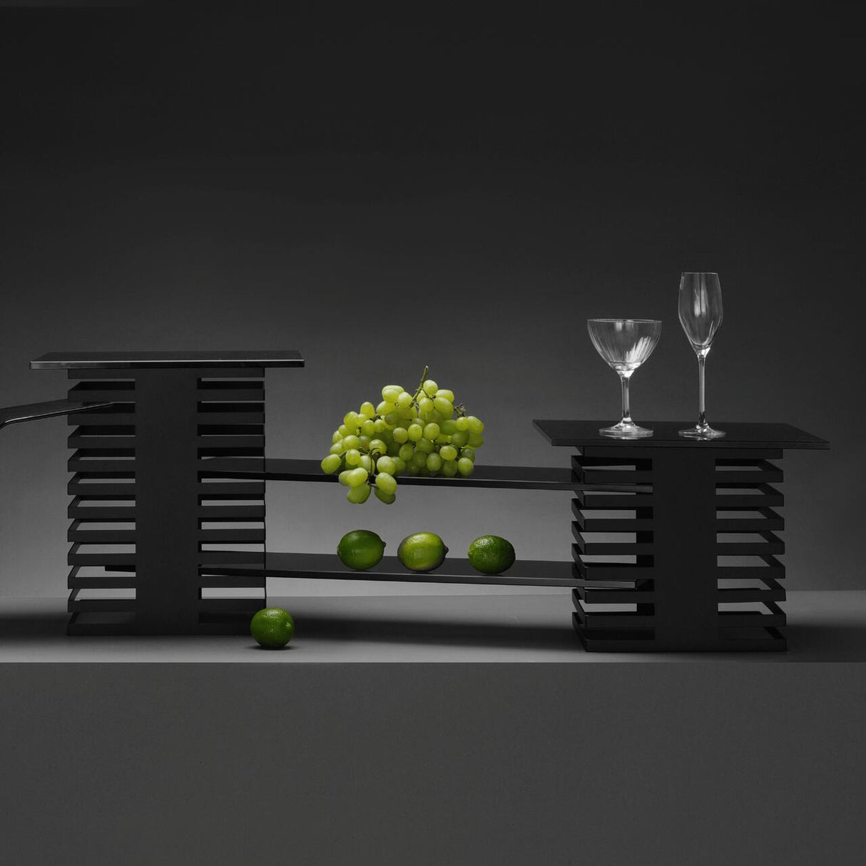 Coloana bufet Skiatos, 12 nivele, Fine Dine, Negru 250x250x350 mm