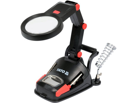 LUPA CU SUPORT PENTRU MASA 3X/4.5X, CU ILUMINARE LED Yato YT - 73861 - 75 mm, 20 mm, 64 x 42 mm, 125 x 160 mm Yato - scule electrice si unelte profesionale - BricoMart