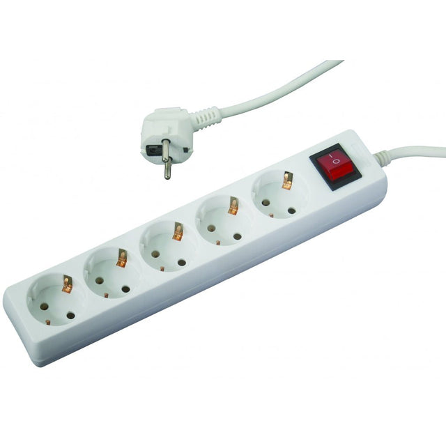 MAKALON Prelungitor 5 prize 1.5mx1.5mm cu intrerupator Corp alb si cablu Intrerupator Makalon - scule electrice si unelte profesionale - BricoMart