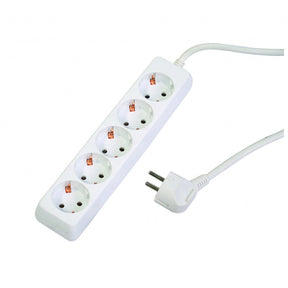 MAKALON Prelungitor 5 prize 3.0mx1.5mm fara intrerupator Corp alb si cablu Makalon - scule electrice si unelte profesionale - BricoMart
