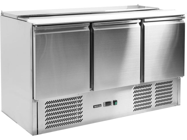 MASA RECE PENTRU SALATE, 3 USI + CAPAC, 368L Yato YG - 05290 - Lazi frigorifice pentru salate, 1365x700x876mm, 240 W, 240V Yato - scule electrice si unelte profesionale - BricoMart