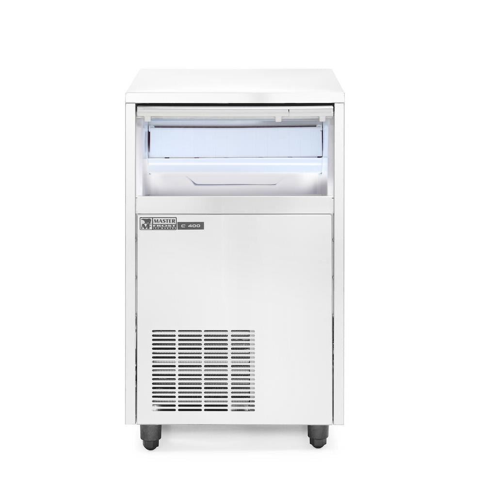 Masina cuburi de gheata, Master Frost & Hendi, otel inoxidabil, 40 kg/24 h, cub forma tip glont / 18 gr, 230 V/575 W, 480x580x(H)750 mm