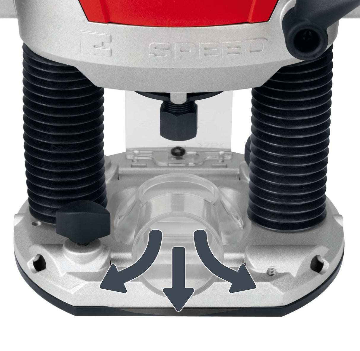 Masina de frezat Einhell TE - RO 1255 E, 1200 W, pinsa Ø 6 si 8 mm, inaltime cursa 55 mm, control electronic al vitezei, blocare a axului, schimbare usoara a sculei Einhell - scule electrice si unelte profesionale - BricoMart