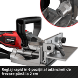 Masina de frezat pentru dibluri din lemn/biscuitorpe acumulator Einhell TE - BJ 18 Li - Solo Power X - Change (18 V, Li - ion, reglare infinita a unghiului/inaltimii, reglare a adancimii in 6 trepte, fara acumulator sau incarcator Einhell - scule electrice si unelte profesionale - BricoMart