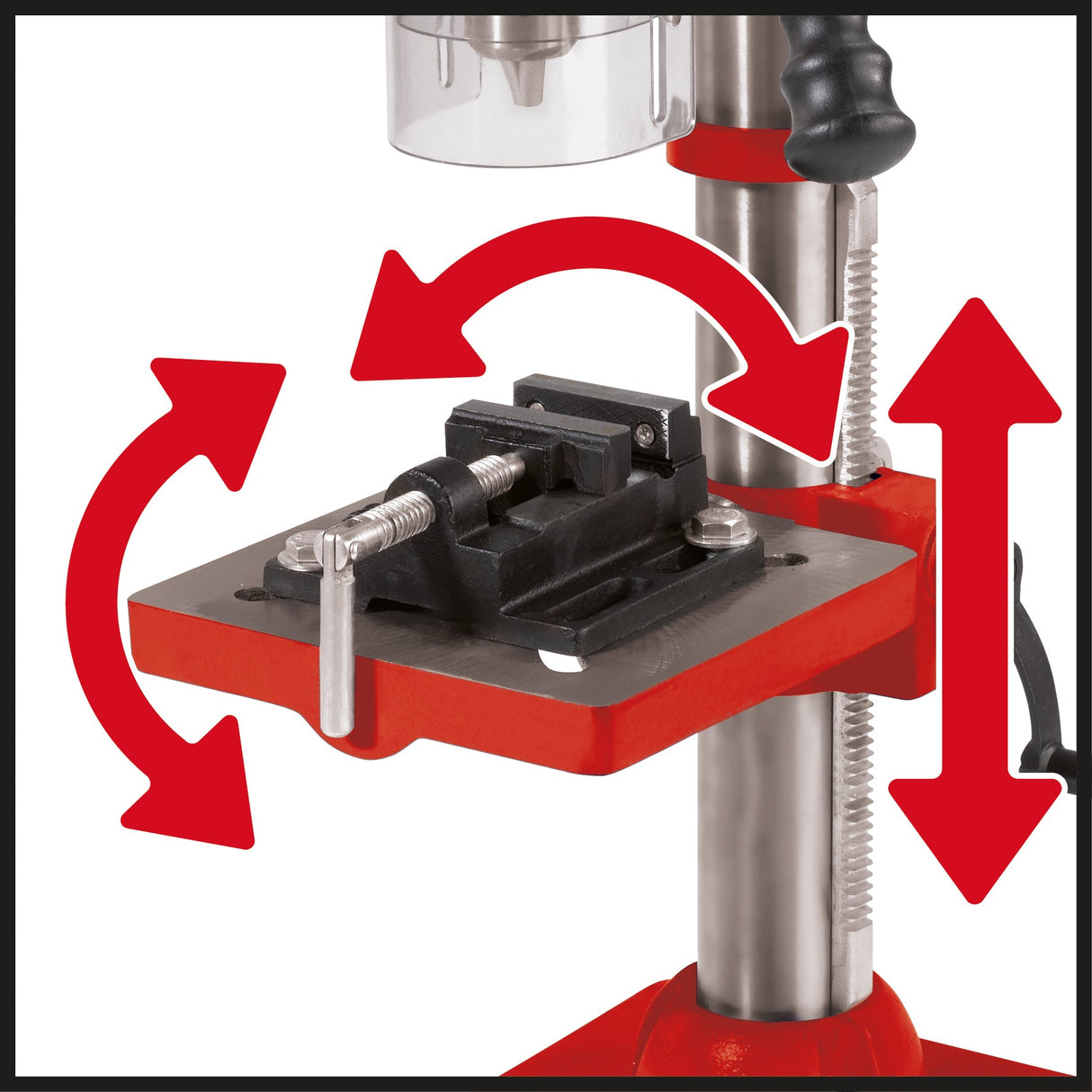 Masina de gaurit cu coloana Einhell TC - BD 630, 630 W, max. 2.450 rpm, 12 setari, adancime max. de gaurire 60 mm, mandrina MK2, opritor de adancime reglabil, masa de gaurit cu functie de inclinare si pivotare, incl. menghina Einhell - scule electrice si unelte profesionale - BricoMart