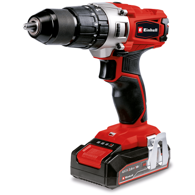 Masina de gaurit si insurubat (bormasina) cu impact pe acumulator Einhell TE - CD 18/2 Li - i +22, 1 x 2.5Ah Power X - Change Li - Ion, 18 V, 44 Nm, cutie de viteze cu 2 trepte, incl. acumulator de 2.5 Ah, incarcator rapid, cutie de biti cu 22 de piese si geanta Einhell - scule electrice si unelte profesionale - BricoMart