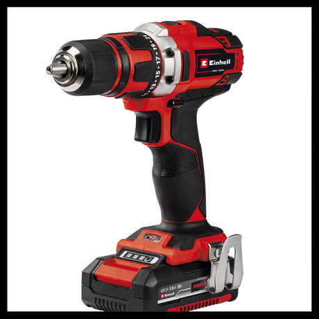 Masina de gaurit si insurubat (bormasina) pe acumulator Einhell TE - CD 18/40 Li, 2x1,5 Ah Power X - Change litiu - ion, 40 Nm, angrenaj cu 2 trepte, completa cu doua baterii PXC de 1,5 Ah si incarcator Einhell - scule electrice si unelte profesionale - BricoMart