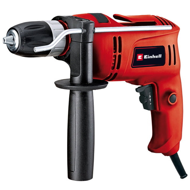 Masina de gaurit si insurubat cu percutie Einhell TC - ID 650 E, 650 W, capacitate de gaurire Ø lemn 25 mm, beton 13 mm, metal 10 mm, opritor de adancime metalic, carlig de curea Einhell - scule electrice si unelte profesionale - BricoMart