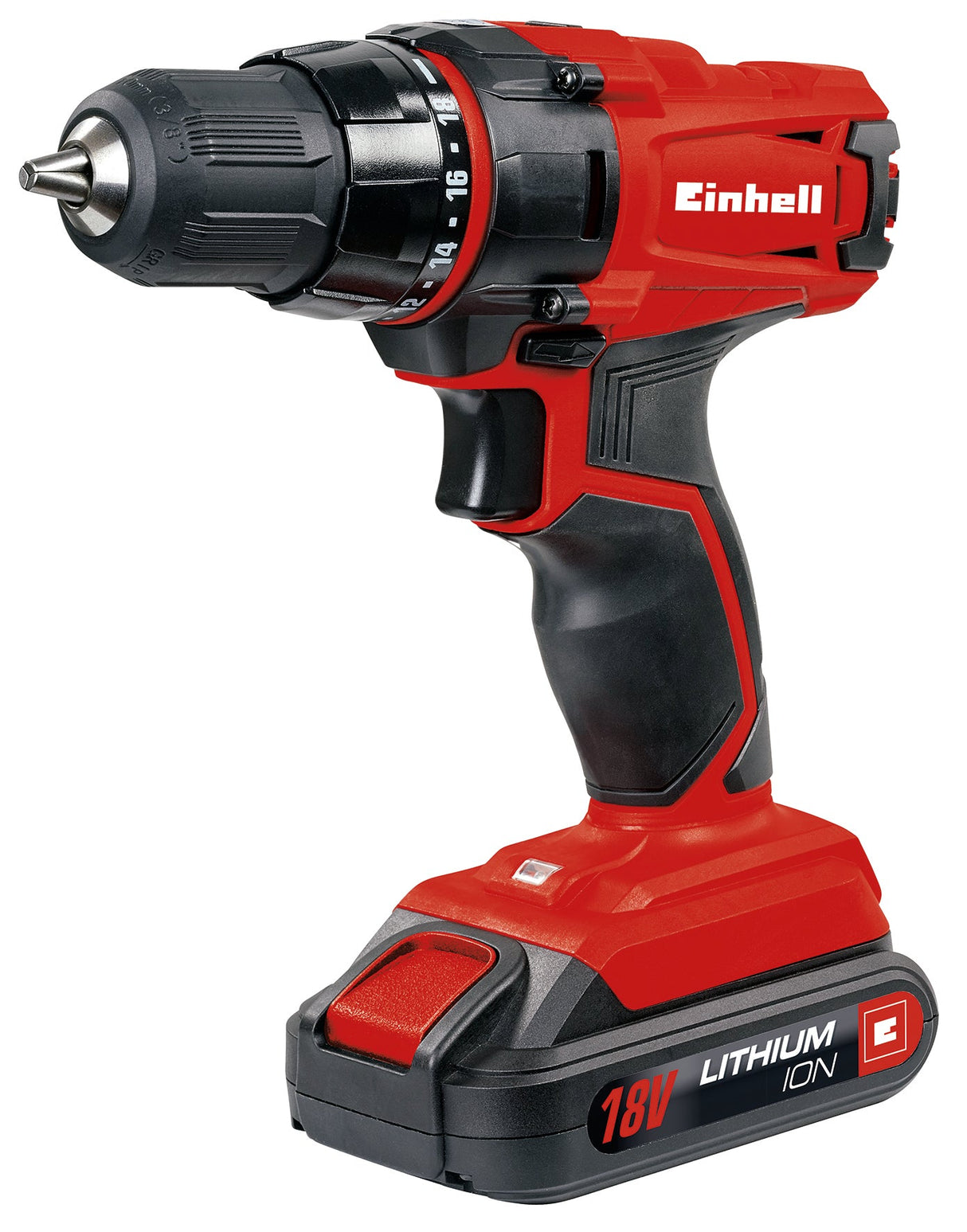 Masina de gaurit si insurubat pe acumulator Einhell TC - CD 18 - 2 Li, Litiu - ion, 18V, cutie de viteze cu 2 viteze, blocare a axului, 18+1 setari de cuplu, inclusiv lumina LED Einhell - scule electrice si unelte profesionale - BricoMart