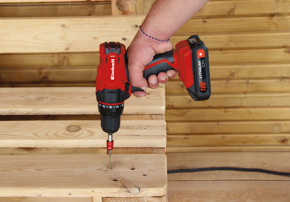 Masina de gaurit si insurubat pe acumulator Einhell TC - CD 18 - 2 Li, Litiu - ion, 18V, cutie de viteze cu 2 viteze, blocare a axului, 18+1 setari de cuplu, inclusiv lumina LED Einhell - scule electrice si unelte profesionale - BricoMart