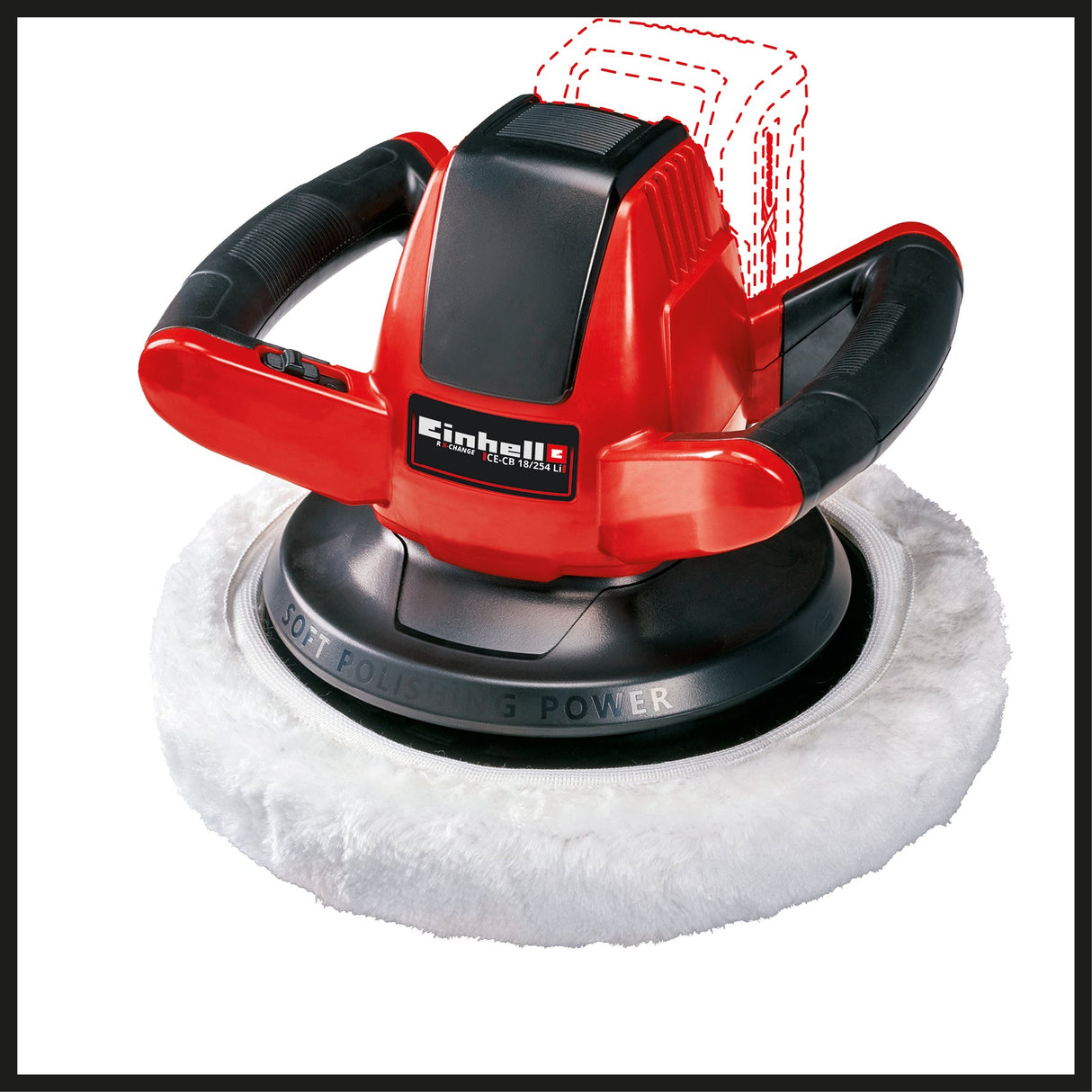 Masina de lustruit auto pe acumulator Einhell CE - CB 18/254 Li - Solo Power X - Change, Li - ion, 18 V, 2.500 rpm, comutator pornit/oprit, protectie la suprasarcina, maner moale, fara baterie si incarcator Einhell - scule electrice si unelte profesionale - BricoMart