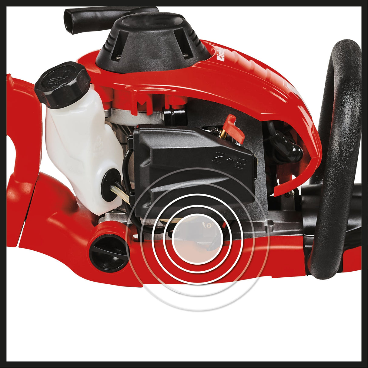 Masina de tuns gard viu pe benzina Einhell GE - PH 2555 A, 24,5 cm³, lungime de taiere 55 cm, distanta intre dinti 28 mm, ambreiaj centrifugal, maner rotativ, sistem antivibratii Einhell - scule electrice si unelte profesionale - BricoMart