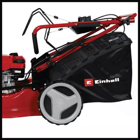 Masina de tuns iarba pe benzina Einhell GC-PM 51/3 S HW-E Li,2.7 kW, motor in 4 timpi cu 1 cilindru, roti mari, pornire cu sfoara, functie pornire electrica, inclusiv baterie 2.0 Ah si incarcator - imagine 5