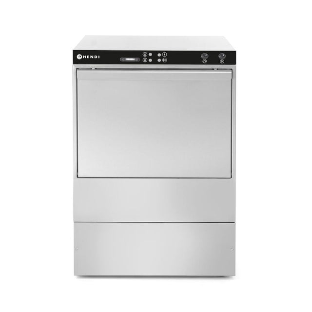 Masina profesionala de spalat vase K 50 cu pompa de evacuare si detergent 50 x 50 control electromecanic 230 W Hendi Inox 570x600(+370)x(H)830 mm