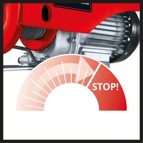 Palan cu cablu Einhell TC - EH 250, 450 W, comutator de oprire de urgenta, frana automata si comutator de limita, inclusiv 12 m de cablu metalic fara rasucire, scripete cu carlig de sarcina si bara de siguranta Einhell - scule electrice si unelte profesionale - BricoMart