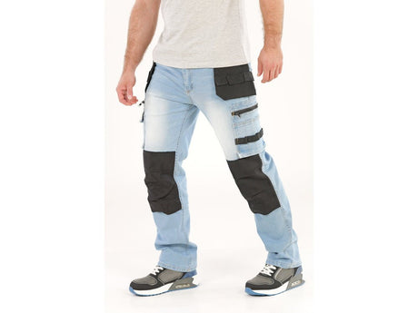 PANTALONI DE LUCRU JEANS ALBASTRU, CU ELASTAN, MARIMEA M Yato YT - 79071 - 325 g, rezistent Yato - scule electrice si unelte profesionale - BricoMart