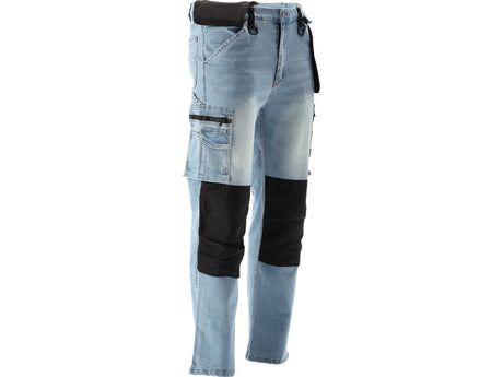 PANTALONI DE LUCRU JEANS ALBASTRU, CU ELASTAN, MARIMEA M Yato YT - 79071 - 325 g, rezistent Yato - scule electrice si unelte profesionale - BricoMart