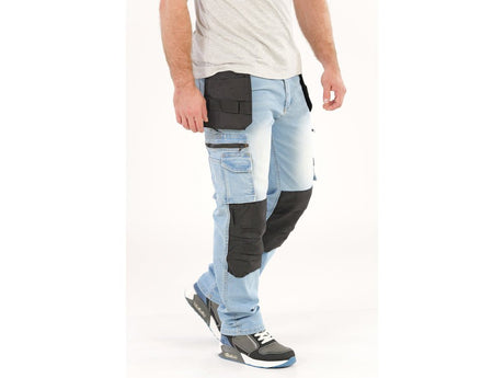 PANTALONI DE LUCRU JEANS ALBASTRU, CU ELASTAN, MARIMEA S Yato YT - 79070 - 325 g, rezistent Yato - scule electrice si unelte profesionale - BricoMart