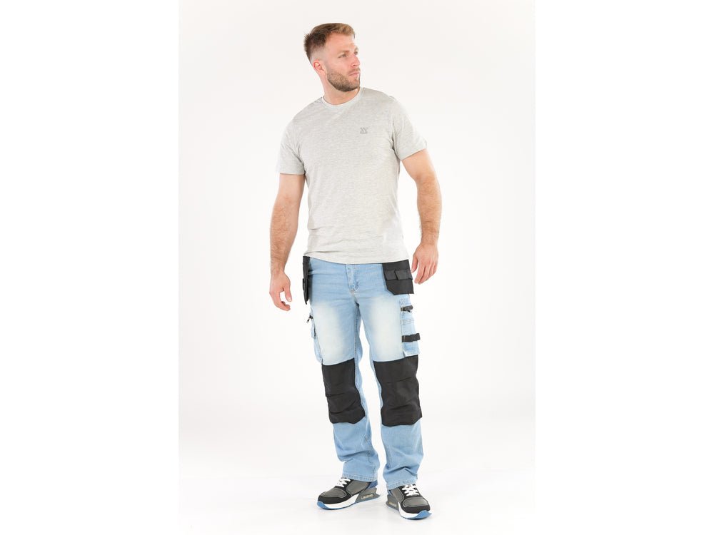 PANTALONI DE LUCRU JEANS ALBASTRU, CU ELASTAN, MARIMEA S Yato YT - 79070 - 325 g, rezistent Yato - scule electrice si unelte profesionale - BricoMart