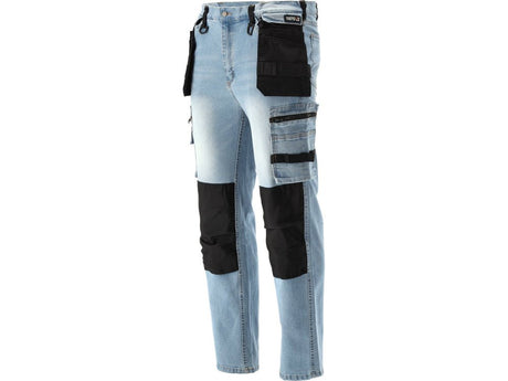 PANTALONI DE LUCRU JEANS ALBASTRU, CU ELASTAN, MARIMEA S Yato YT - 79070 - 325 g, rezistent Yato - scule electrice si unelte profesionale - BricoMart