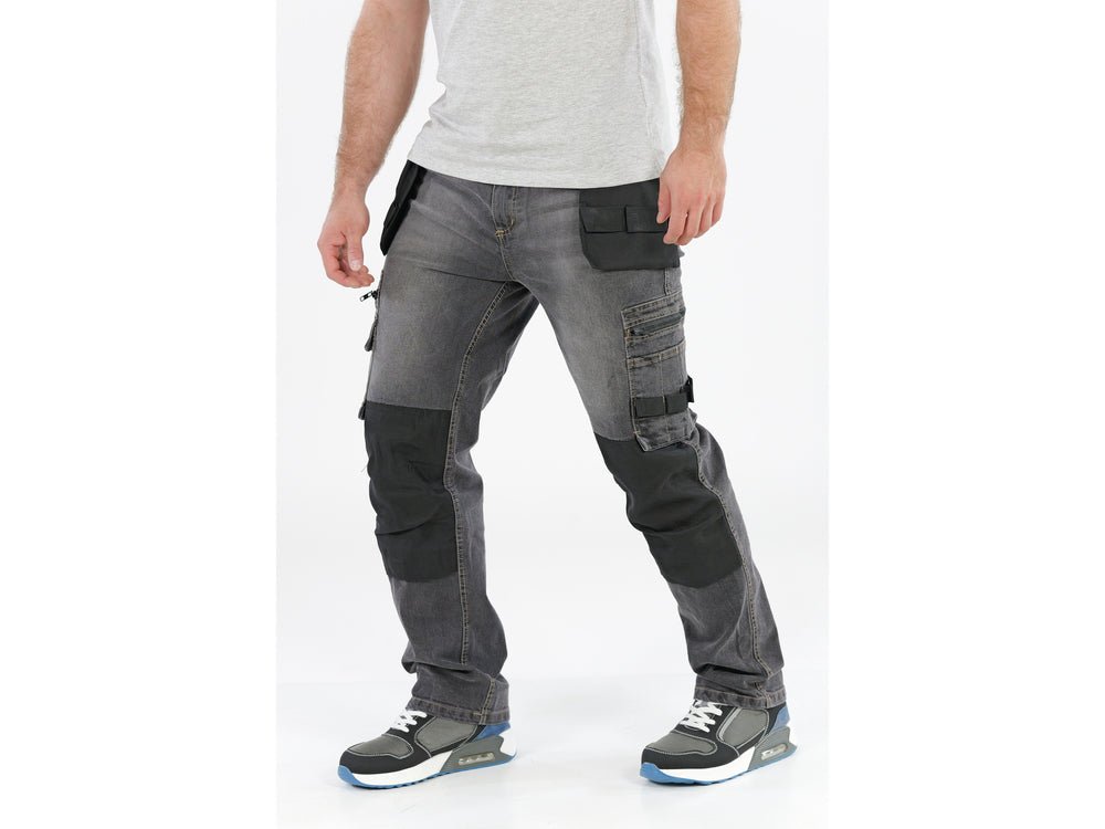 PANTALONI DE LUCRU, JEANS GRI, CU ELASTAN, MARIMEA 2XL Yato YT - 79065 - 325 g, rezistent Yato - scule electrice si unelte profesionale - BricoMart