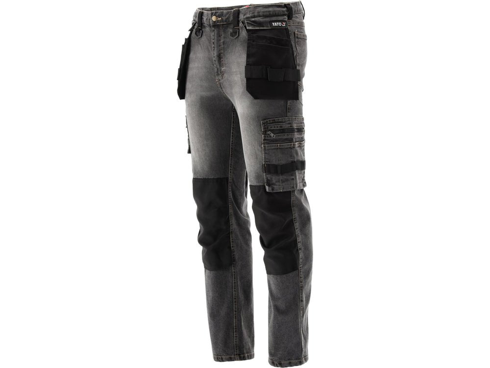 PANTALONI DE LUCRU, JEANS GRI, CU ELASTAN, MARIMEA 2XL Yato YT - 79065 - 325 g, rezistent Yato - scule electrice si unelte profesionale - BricoMart