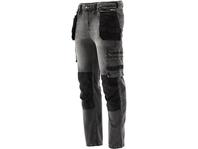 PANTALONI DE LUCRU, JEANS GRI, CU ELASTAN, MARIMEA M Yato YT - 79061 - 325 g, rezistent Yato - scule electrice si unelte profesionale - BricoMart