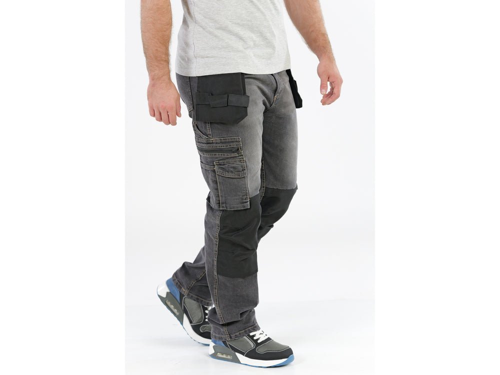 PANTALONI DE LUCRU, JEANS GRI, CU ELASTAN, MARIMEA M Yato YT - 79061 - 325 g, rezistent Yato - scule electrice si unelte profesionale - BricoMart